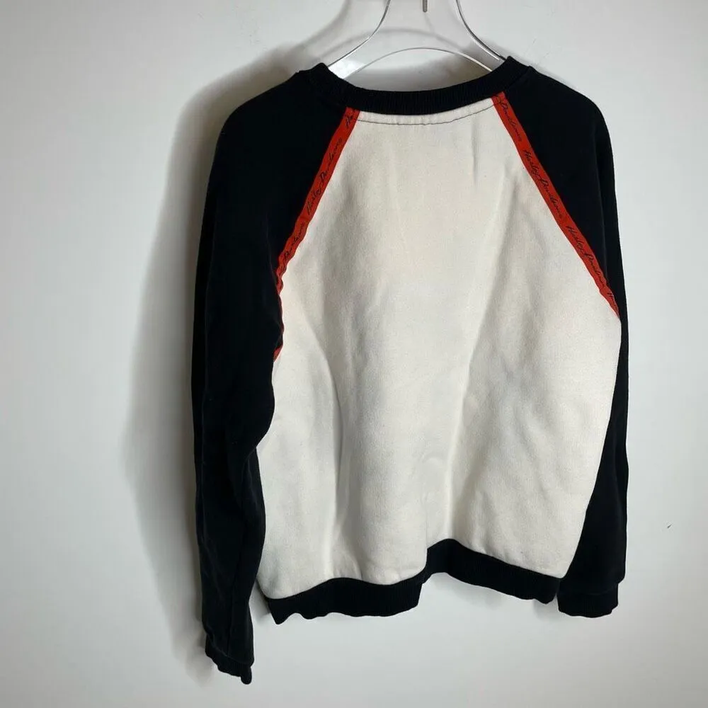 Harley Davidson Colorblocked Metallic Print Pullover Sweatshirt‎ Biker S Small Black - Image 6