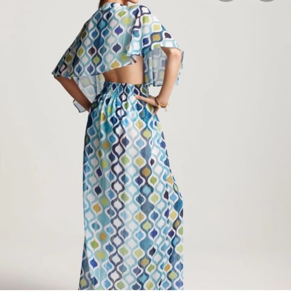 Trina Turk Ogee Maxi Dress Swim Cover‎ Kasbah Caftan XS Lightweight Resort - Image 4