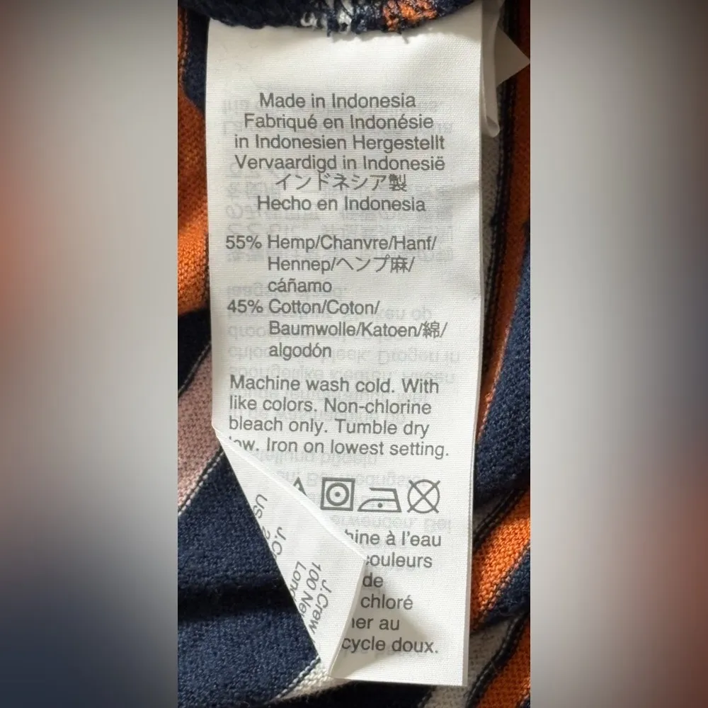 Madewell Striped Navy Orange Pink Henley Dress‎ NWT Size Small Hemp Cotton Blend - Image 12