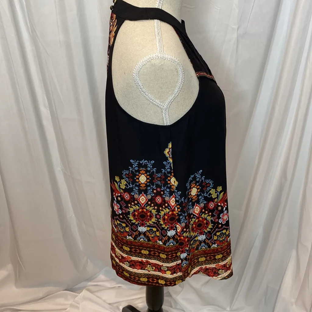 72 Vanity Lace Embroidered Boho Floral Goth Flowy Tank Top Small Black - Image 3