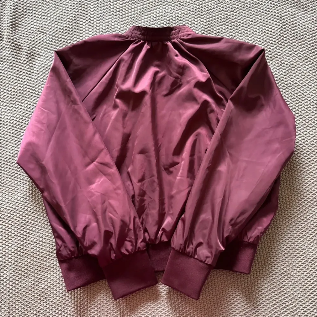 Free People Womens Jacket Full Zip Wine Burgundy Bomber‎ Size Medium - Image 8