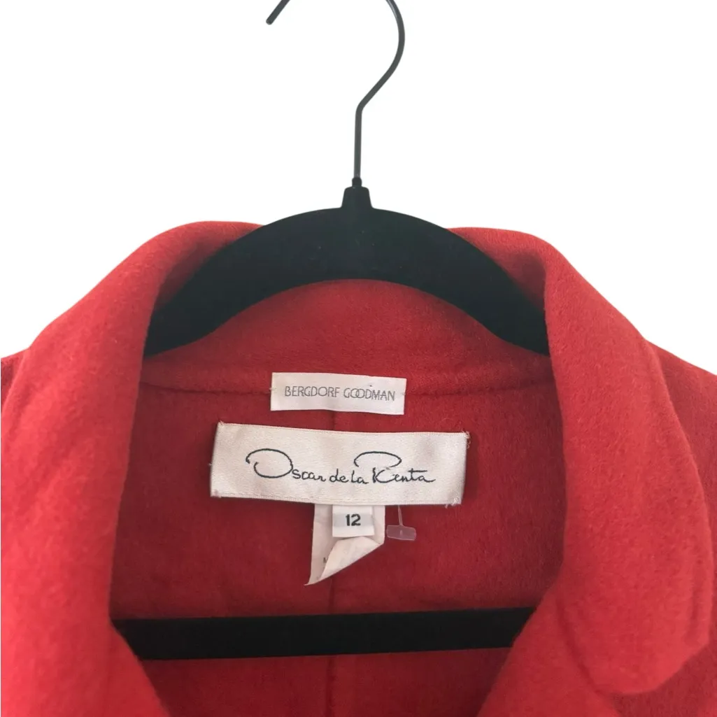 Oscar De La Renta Vintage Cashmere Red/Orange Blazer Button Up Jacket - Image 3