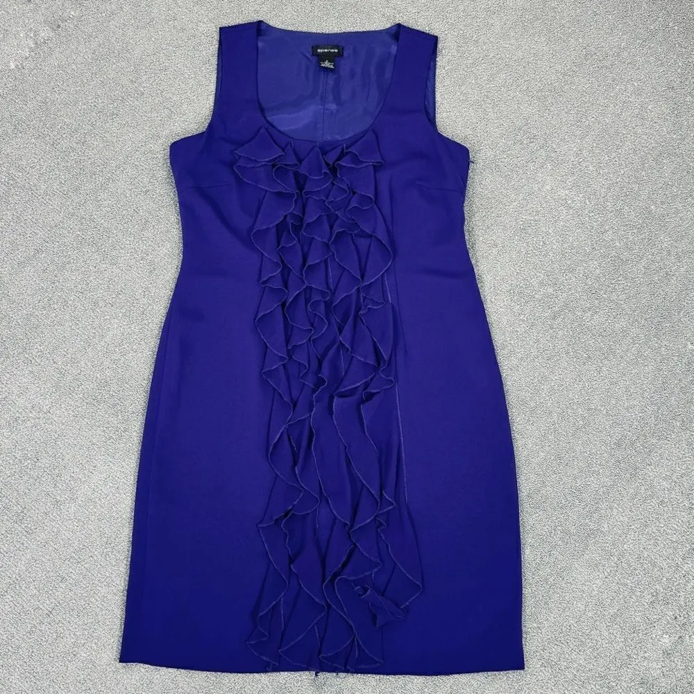 Spense Ruffle Front‎ Sleeveless Sheath Dress Purple 10 Purple - Image 11