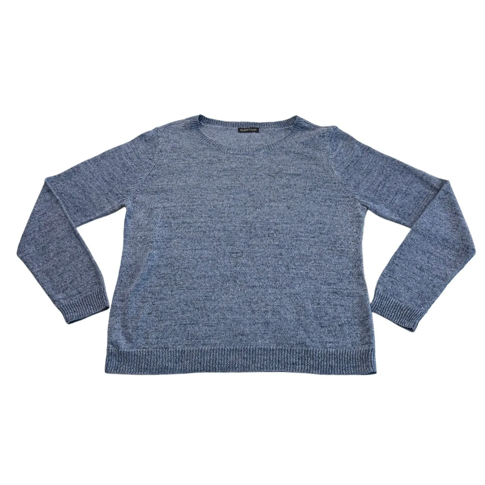 EILEEN‎ FISHER 100% Linen Blue Sweater Minimalist Quiet Luxury Boxy Capsule M - Image 3