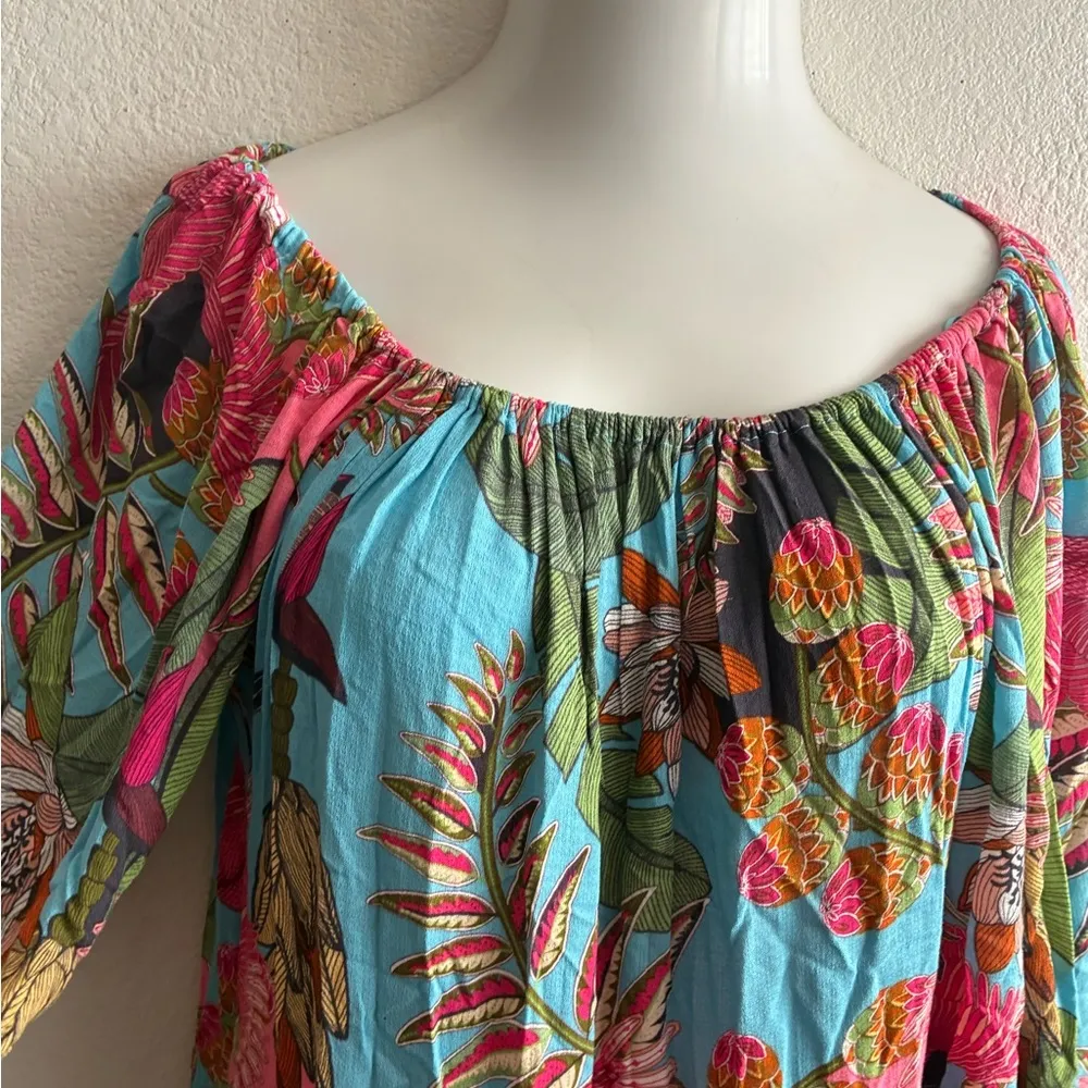 Rachel Roy Multi Print Swim Beach Cover Up Multi Color Overhead Dress M Pink Size M - Image 5