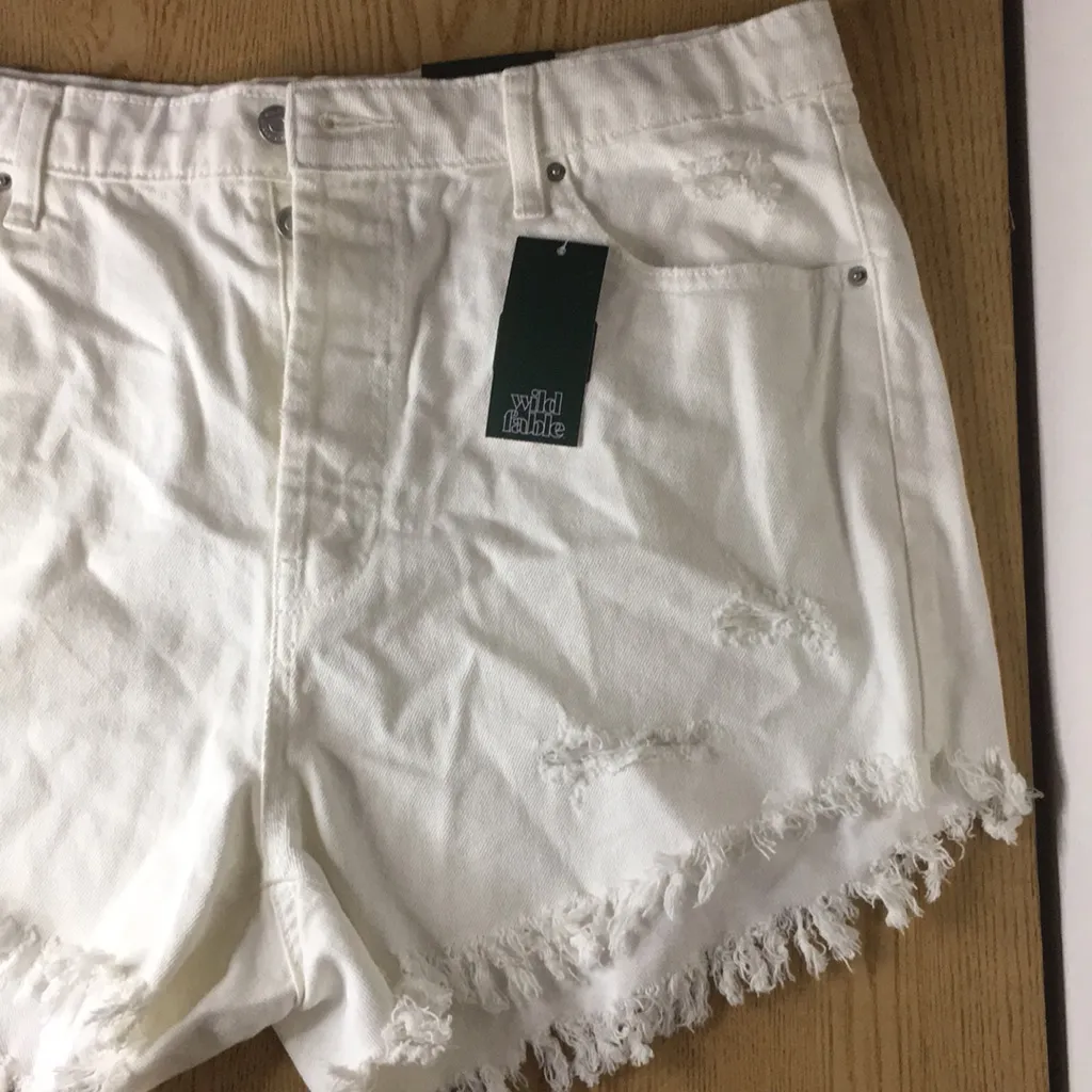 Women’s Jean Shorts Destroyed Highest Rise 16/33” White - Image 4