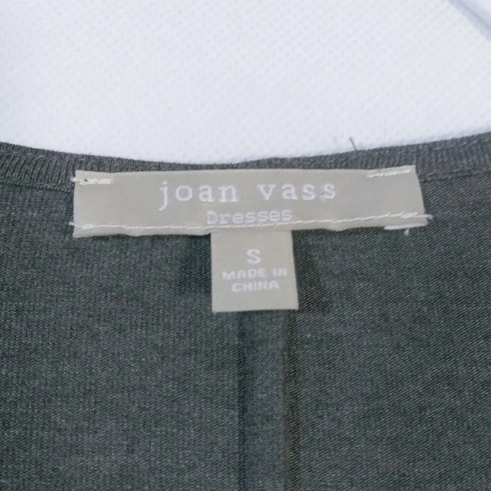 Joan Vass  Gray Drape Pockets Lagenlook Stretch Dress 3/4 Sleeve Size Small - Image 4
