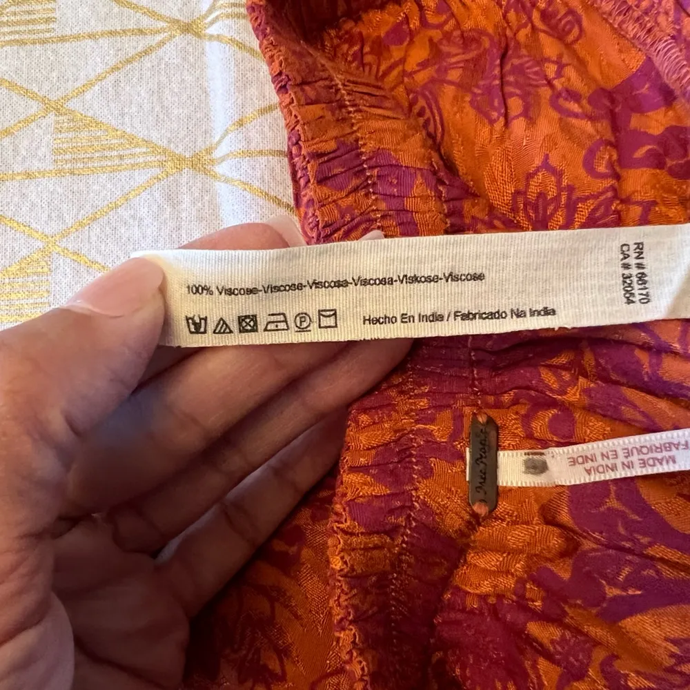 Free People Floral Boho Harem Pants in Dusty Papaya Color Size SP - Image 12