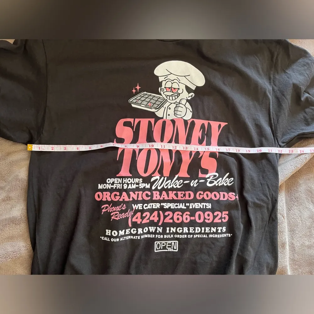 STONEY TONY’S Open 925 Oversized Graphic Tee Unisex Wake and Bake Sz XL NWT Black - Image 4