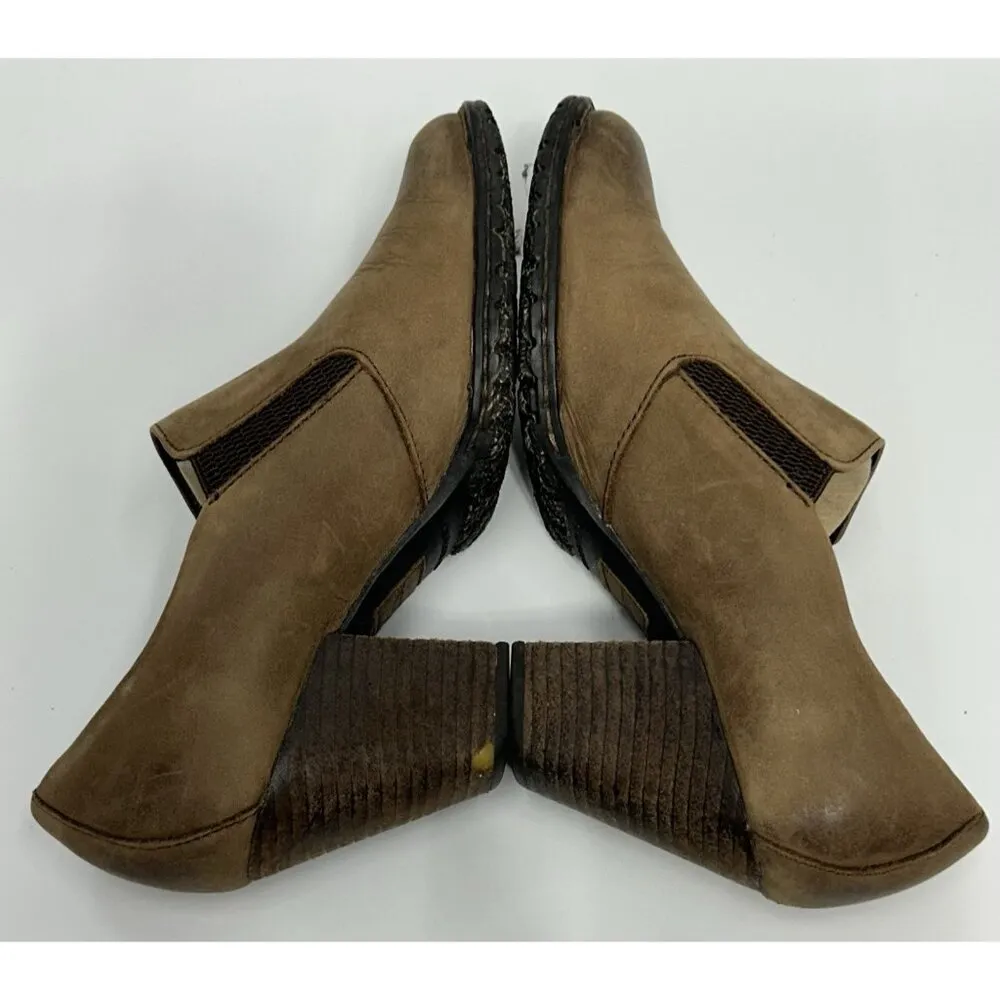 Born Leather Shoes Women's 8.5 EU40 brown boho closed toe heel clog W81296 EUC - Image 5