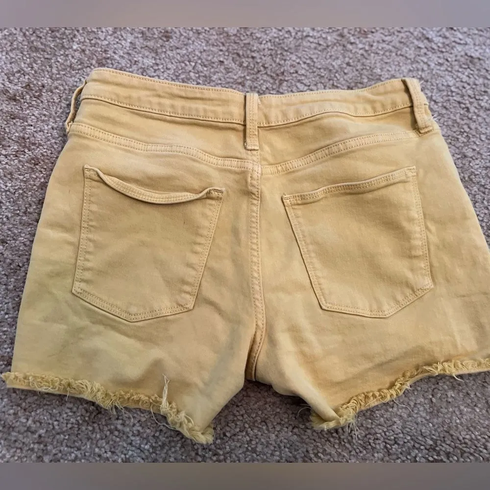 Universal Thread Yellow Button-Fly Distressed Denim Shorts High Rise Summer 8/29 - Image 2