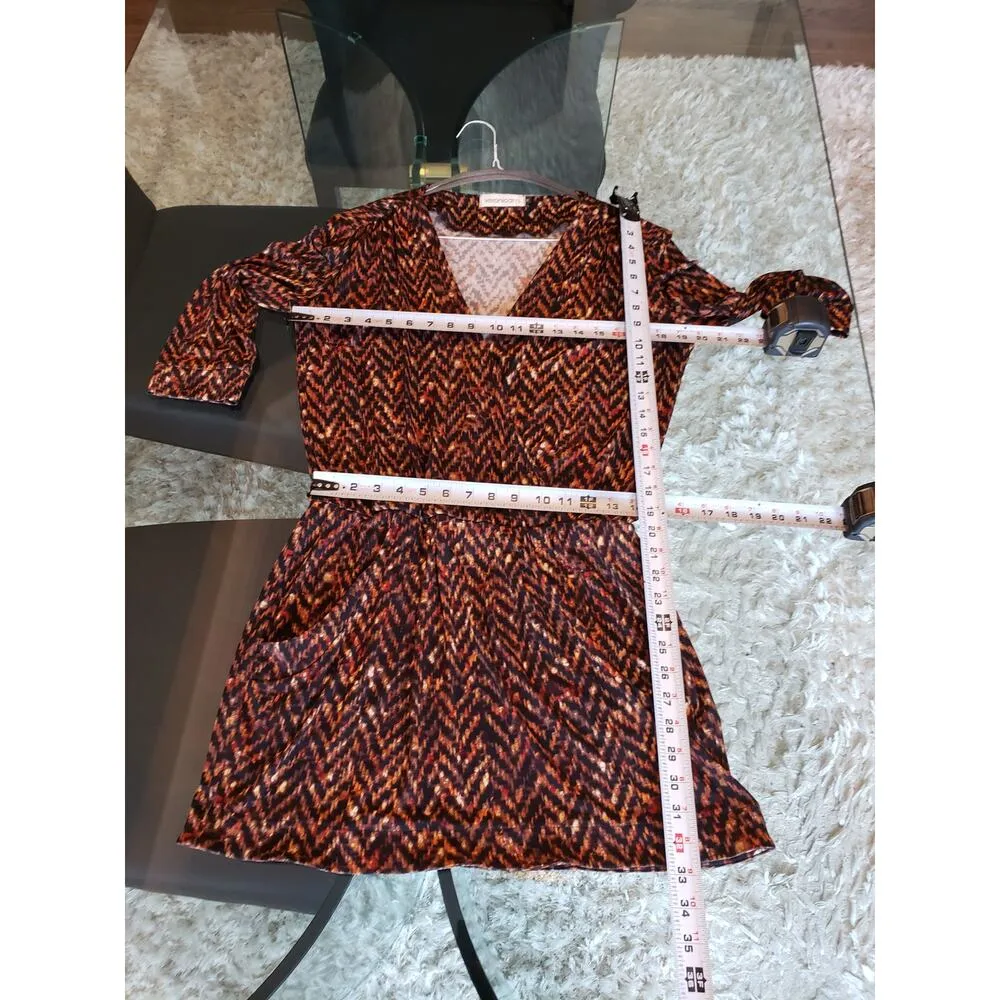 VVeronica M Wrap Dress Medium Multi Stretch Polyester Long Sleeve Peplum Hemm - Image 7