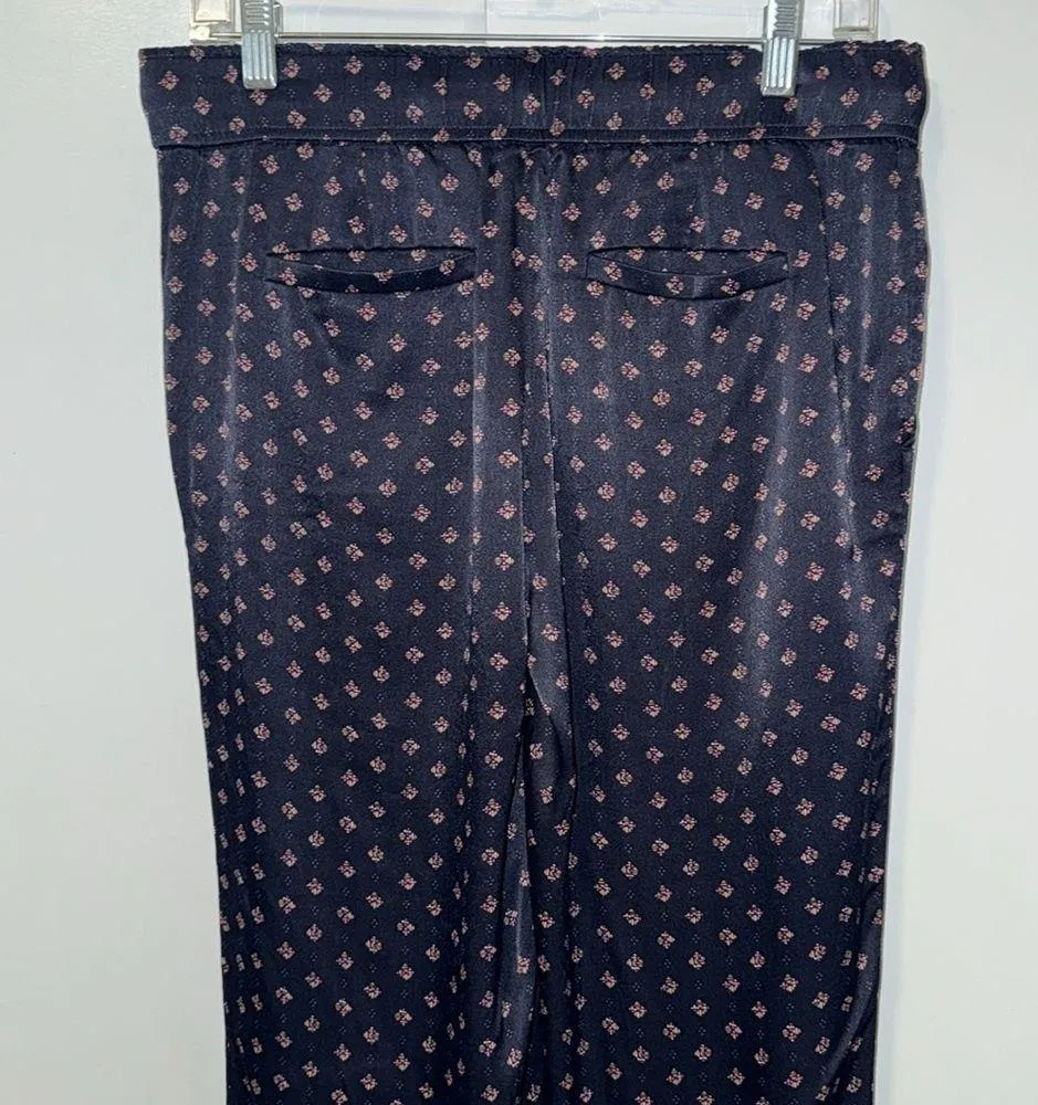 Ann Taylor LOFT Geo Fluid Drawstring Pants Navy Blue Satin Women’s 2 - Image 5