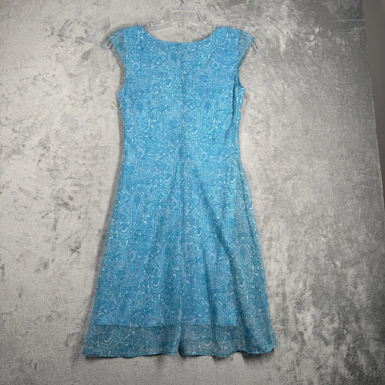 All That Jazz Dress Womens 8 Blue‎ White Paisley Babydoll Boho Fairy Peasant Y2K - Image 3