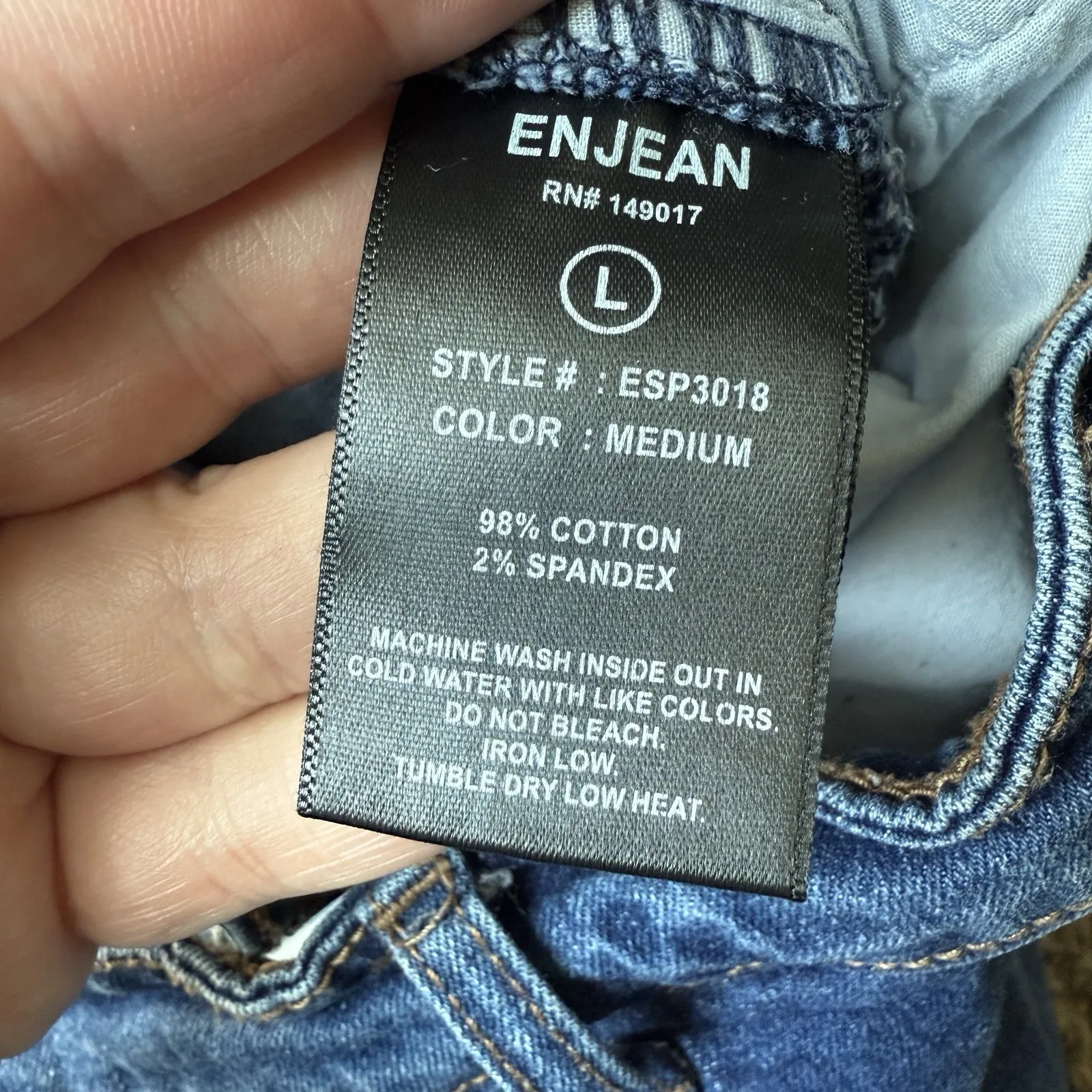 Enjean Denim Shorts Women Large Distressed High Waisted Summer Rolled Hem Grunge Blue - Image 6