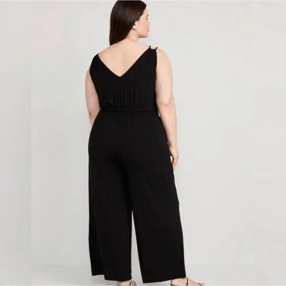 Old Navy Black Wide Leg Stretchy Tank Top V Neck Jumpsuit XL - Image 11