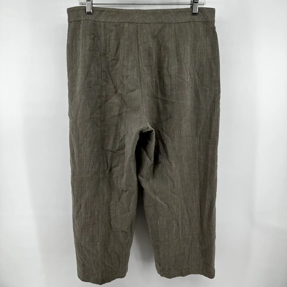 Eileen Fisher Wide Leg Linen Pants Cotton Pockets High Waisted Office Beige M - Image 6