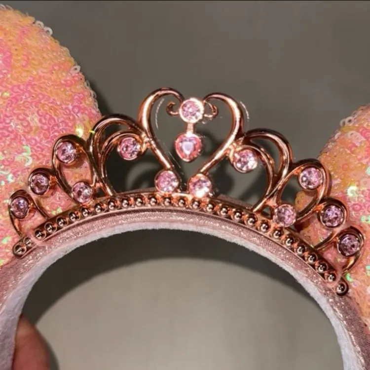 Disney parks peach & rose gold princess tiara Minnie Mouse ears - Image 2