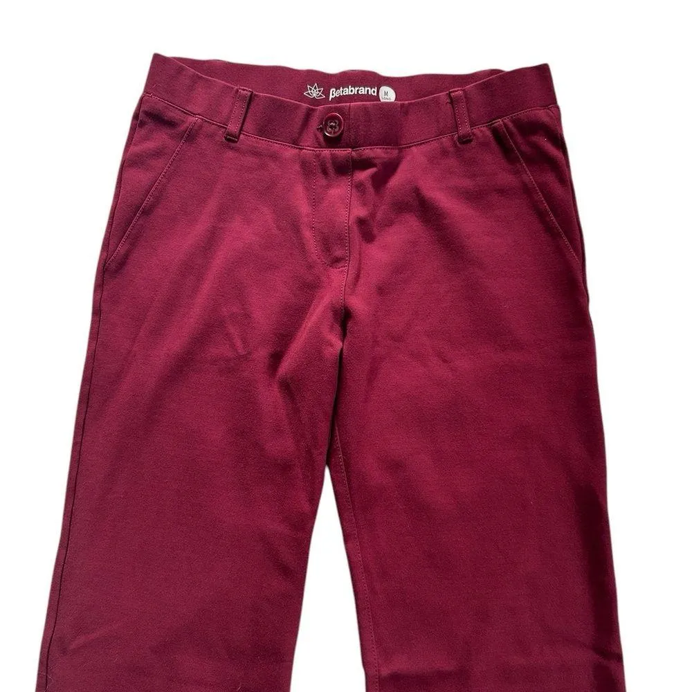 Betabrand Two Pocket Dress Pant Yoga Pant Bootcut Size Medium Long Tall burgundy - Image 8