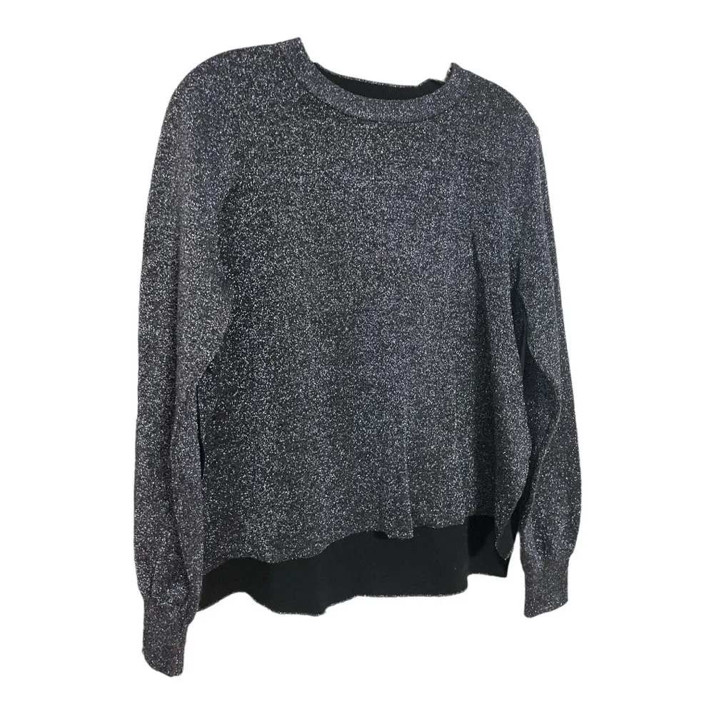 J.Crew Metallic Knit Long Sleeve Sweater Size Small Gray Navy Shimmer Crewneck - Image 2
