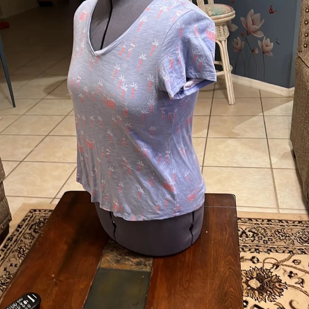 Ladies Tshirt by dept 222 Sz PL pink and blue flamingos - Image 3