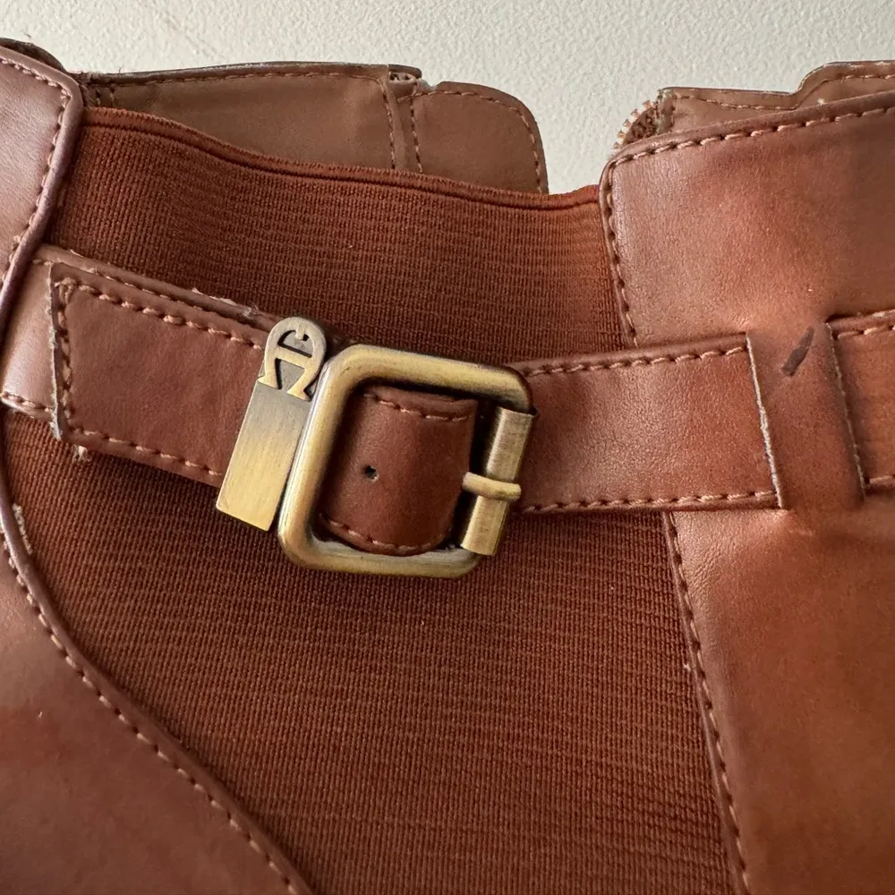 Etienne Aigner Brown Buckle Heeled Booties - Image 5