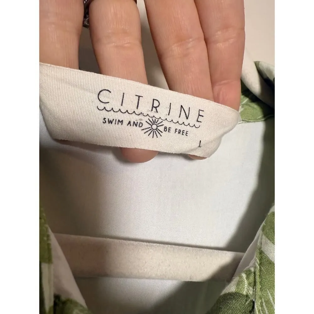 CITRINE Green Leaf Shirt Swim Dress – Women’s Size L Green Size L - Image 4