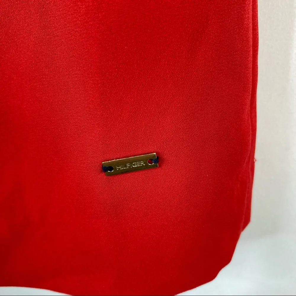 Tommy Hilfiger | Solid Red Bell Sleeve Dress Ribbon Back XXS - Image 3