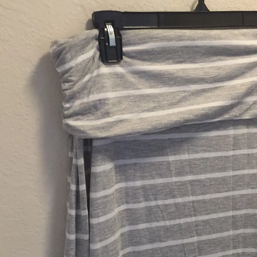 Joe By Joe Boxer Grey & White Y2K Striped Foldover Maxi Skirt Size XL Gray - Image 2