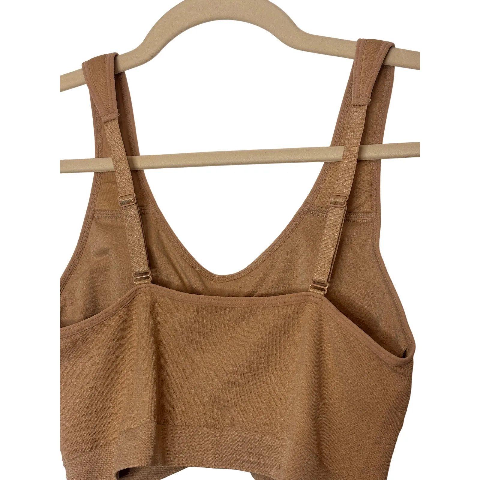 Rhonda Shear XL Full Figure Padded Seamless Comfort Bra Tan Adjustable Straps - Image 3