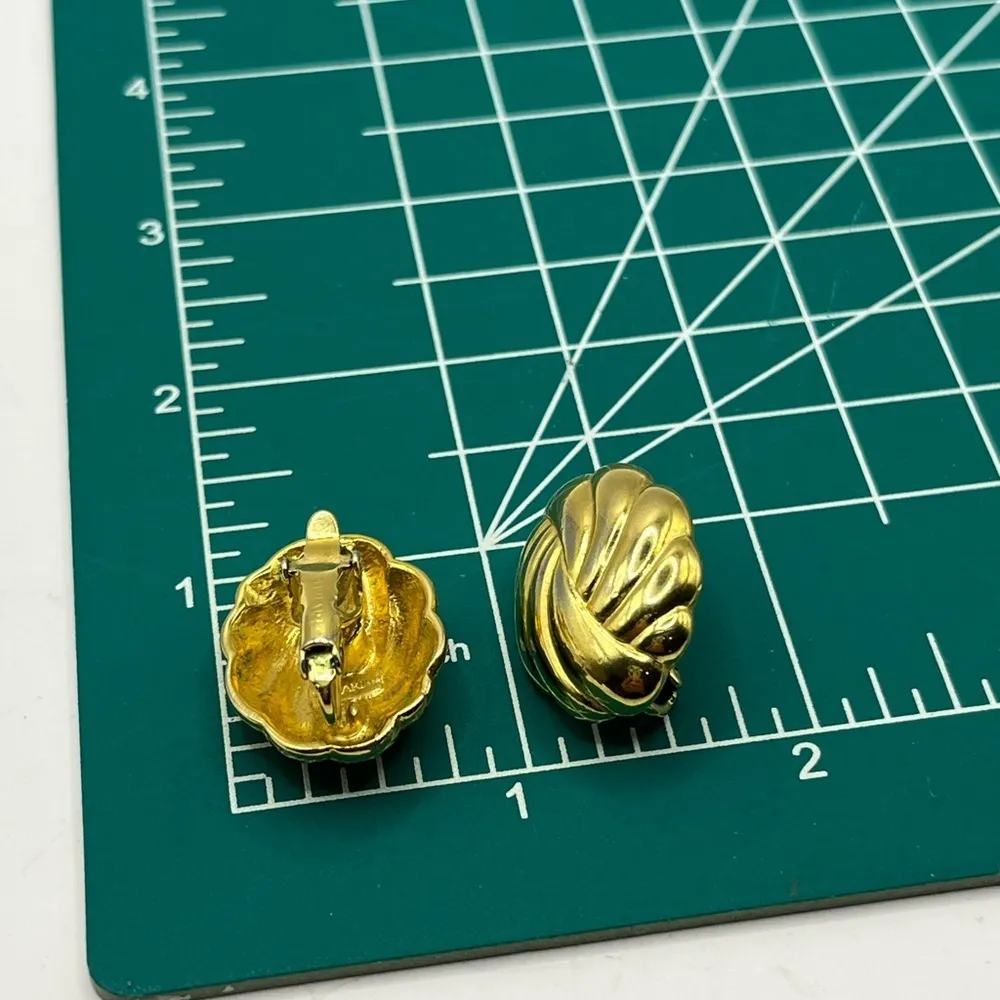 Trifari Gold Swirl Stud  Clip on Earrings - Image 10