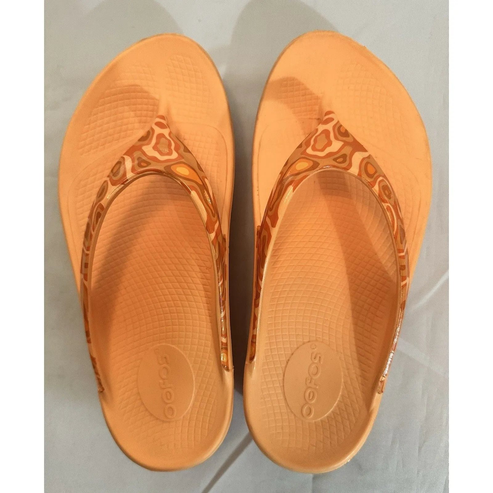 Oofos Women OOlala Limited Camo Orange Glow Thong Slide Flip Flop Shoe Sz 7 - Image 7