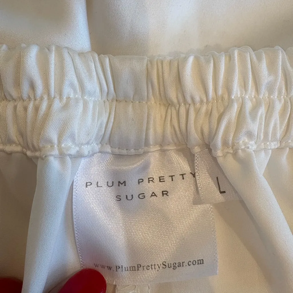 Plum Pretty Sugar Satin Bridal Pajamas White Size M/L - Image 12