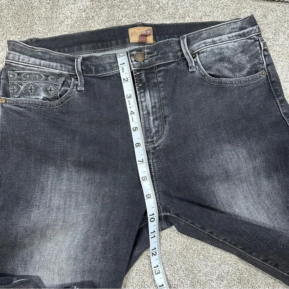 Driftwood Jackie Embroidered Hem Stretch Skinny Jeans Mid Rise in Dark Gray 30 - Image 14