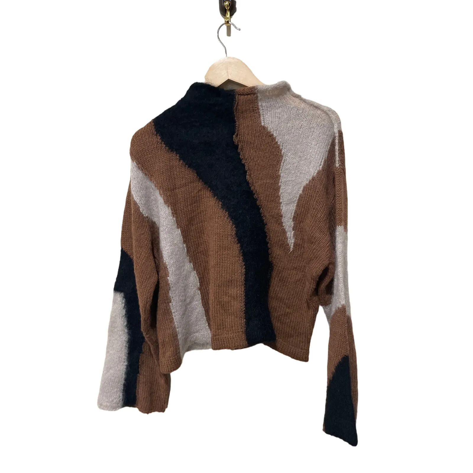 Aje Grande Intarsia Knit Mohair Alpaca Wool Sweater Size Large Brown - Image 8