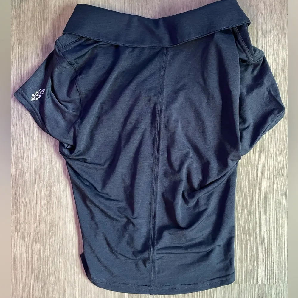 NWOT Free People Movement On The Fairway Polo Navy Ruched Short-Sleeve size S - Image 7