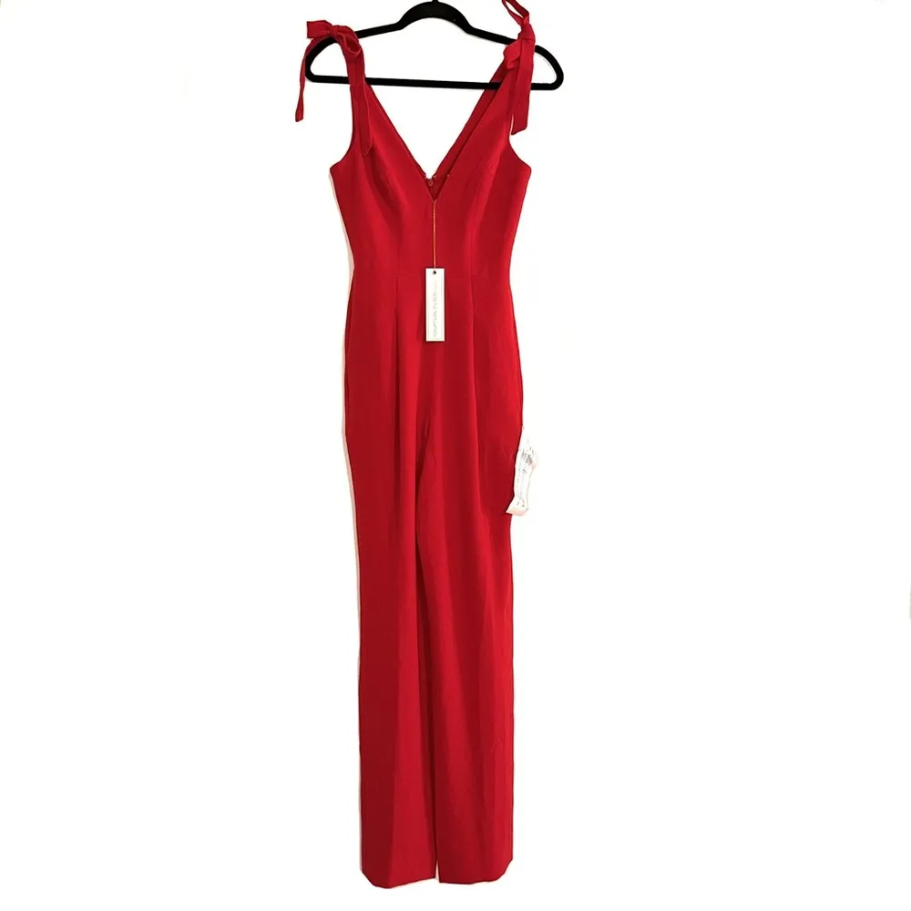 NWT Dress The Population Maira Sleeveless Shoulder Tie Jumpsuit in Rouge XXS - Image 3