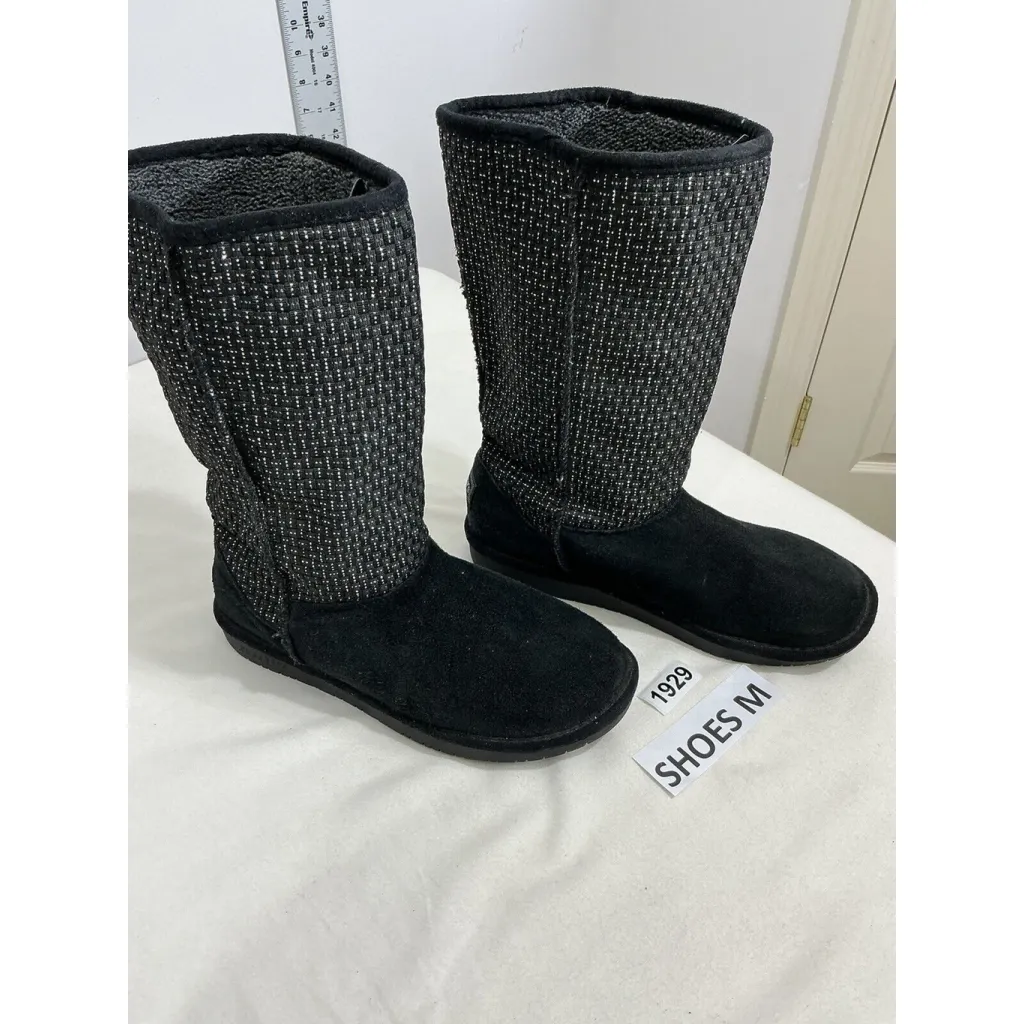 Womans Sketchers Shelbey Copenhagen Black Faux Suede Sparkly Pullon Boots 10 - Image 2