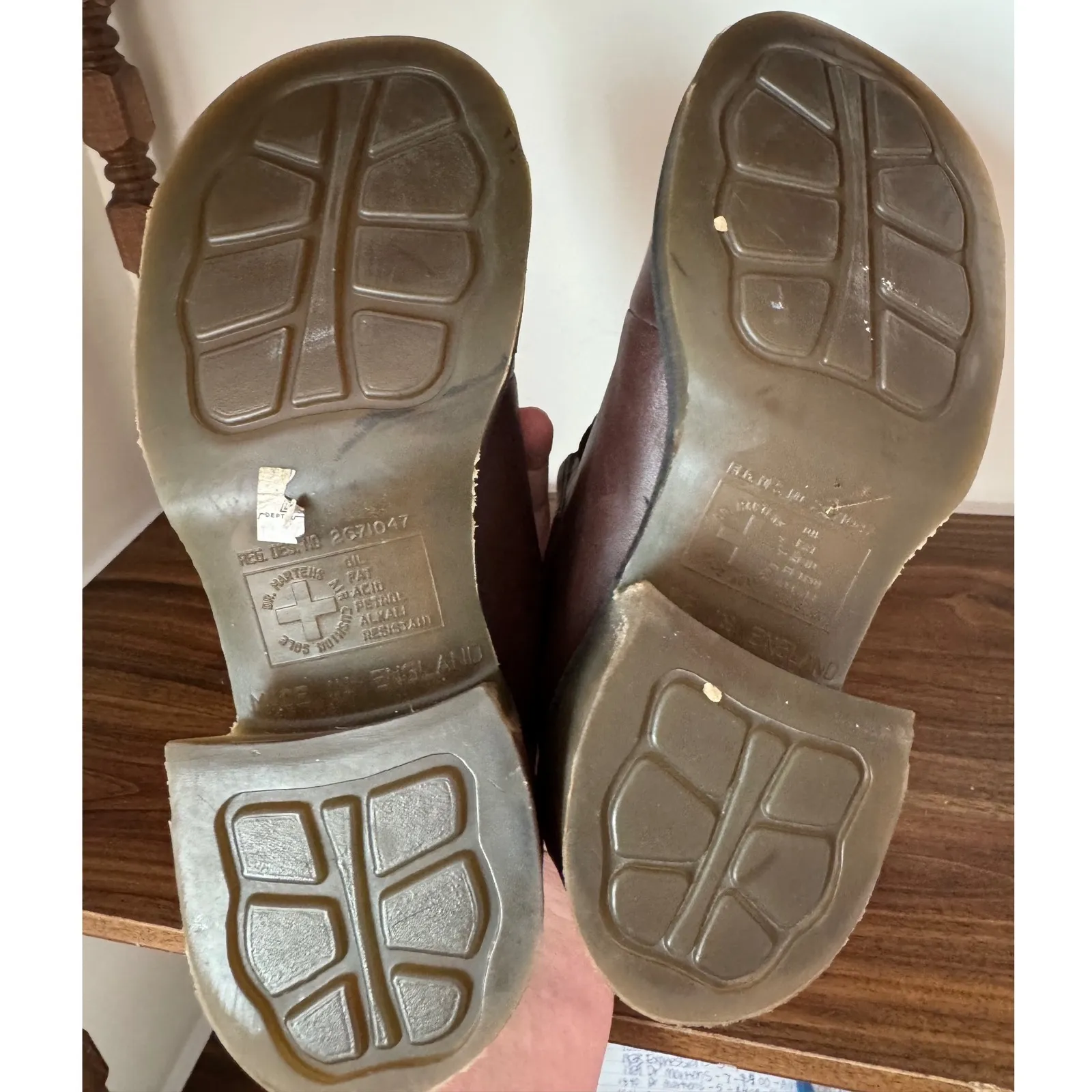 Vintage Dr. Martens UK sz4 Chunky Brown Lace Up Platform Loafer Made In England - Image 11