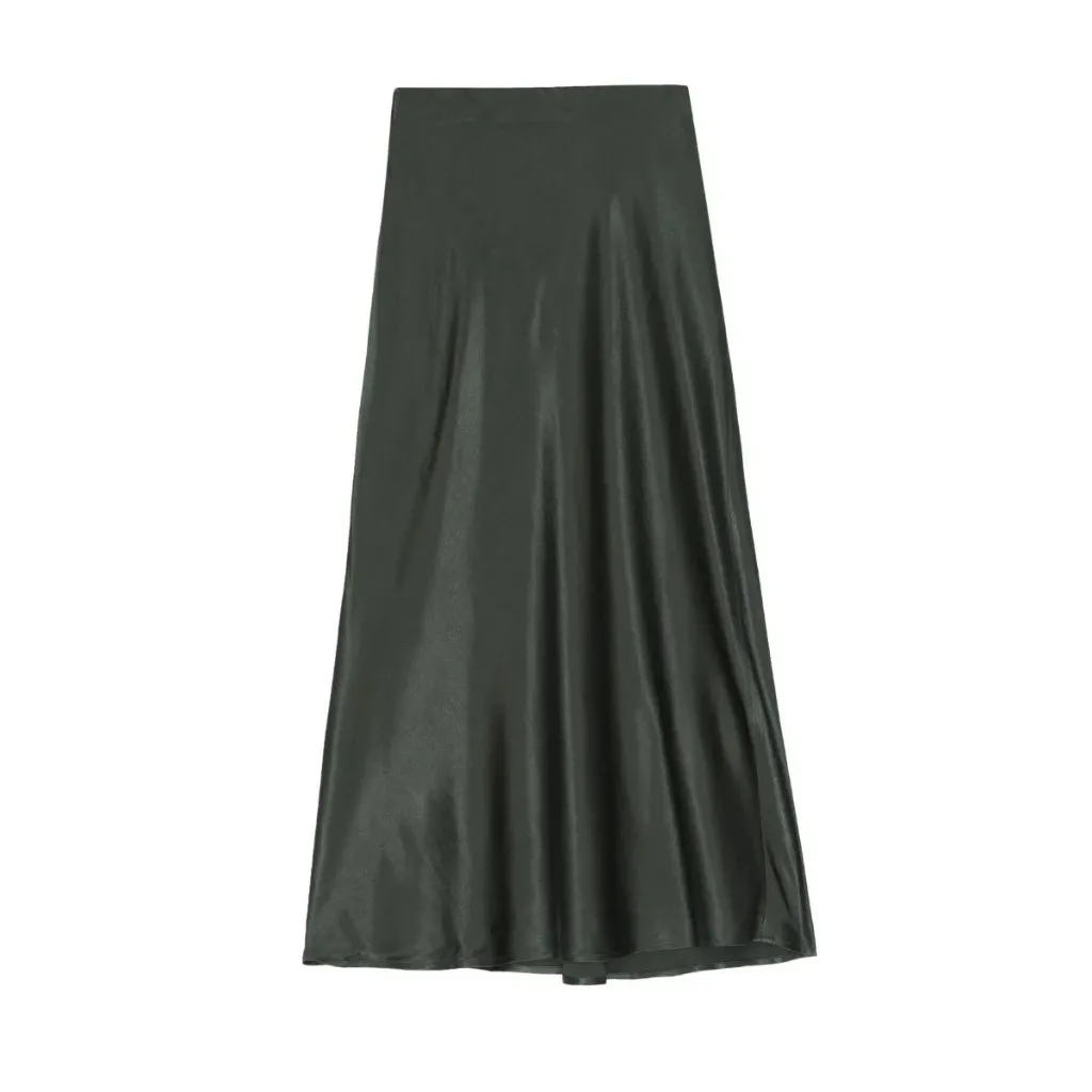 NWT Rails Anya in Dark Forest Bias Cut Satin A-line Slip Skirt XS - Image 3