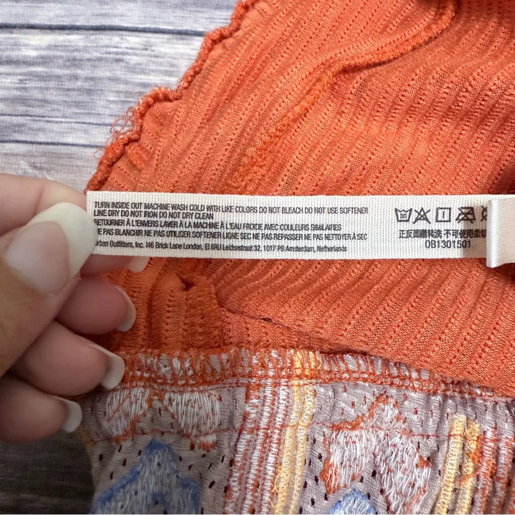 Free People Orange Ribbed Sleeveless Open Back Morning Rise Jumpsuit *FLAWS Size M - Image 13