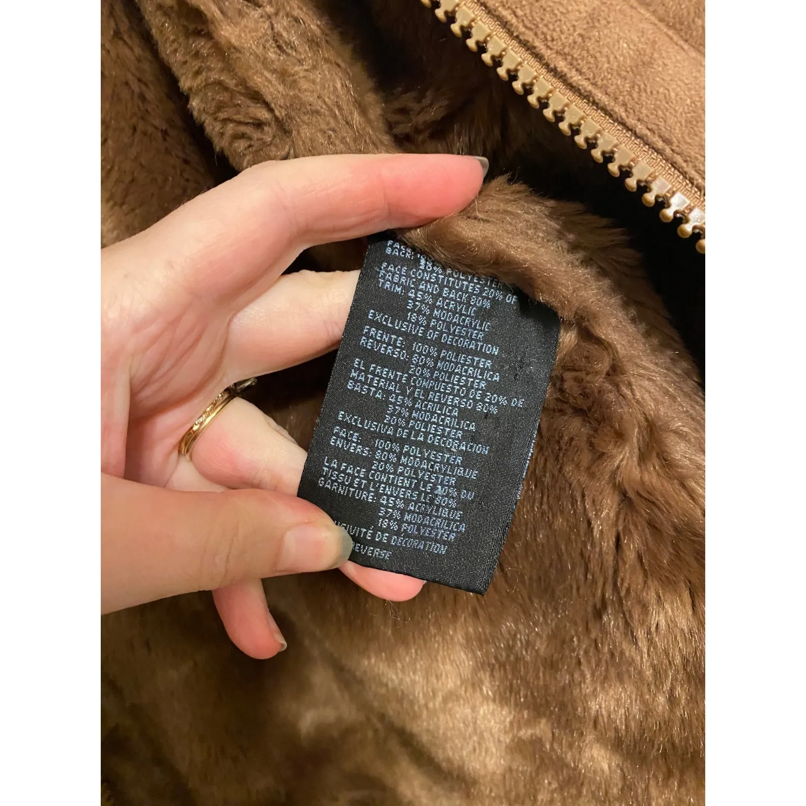 Vintage Penny Lane Suede Fur Trim Brown Coat Medium Boho Y2K 1990's Winter Cabin - Image 6