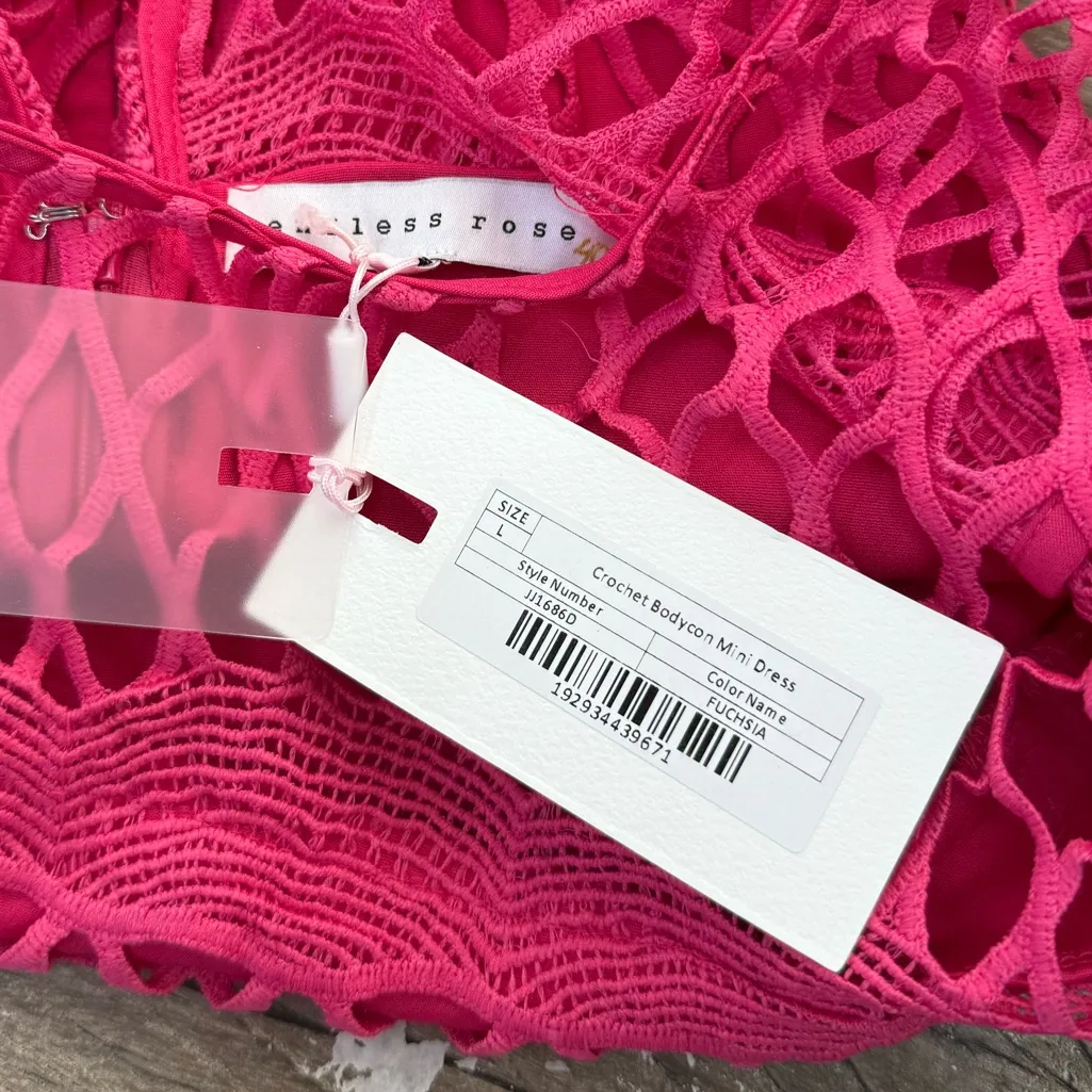 Endless Rose LONG SLEEVE CROCHET MINI DRESS size‎ large NWT - Image 8