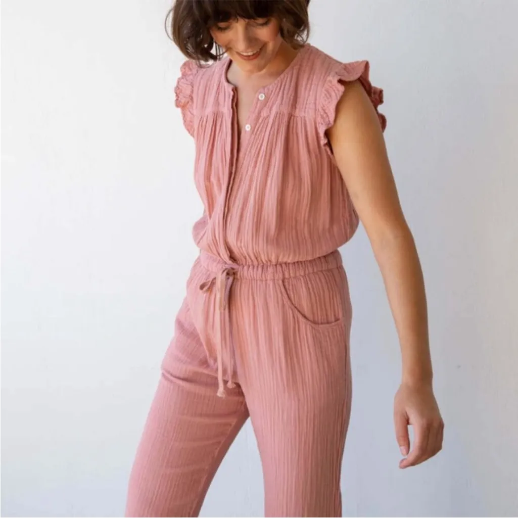 Xirena Loghan Cotton Gauze Jumpsuit in Sugar Size XS Pink - Image 3