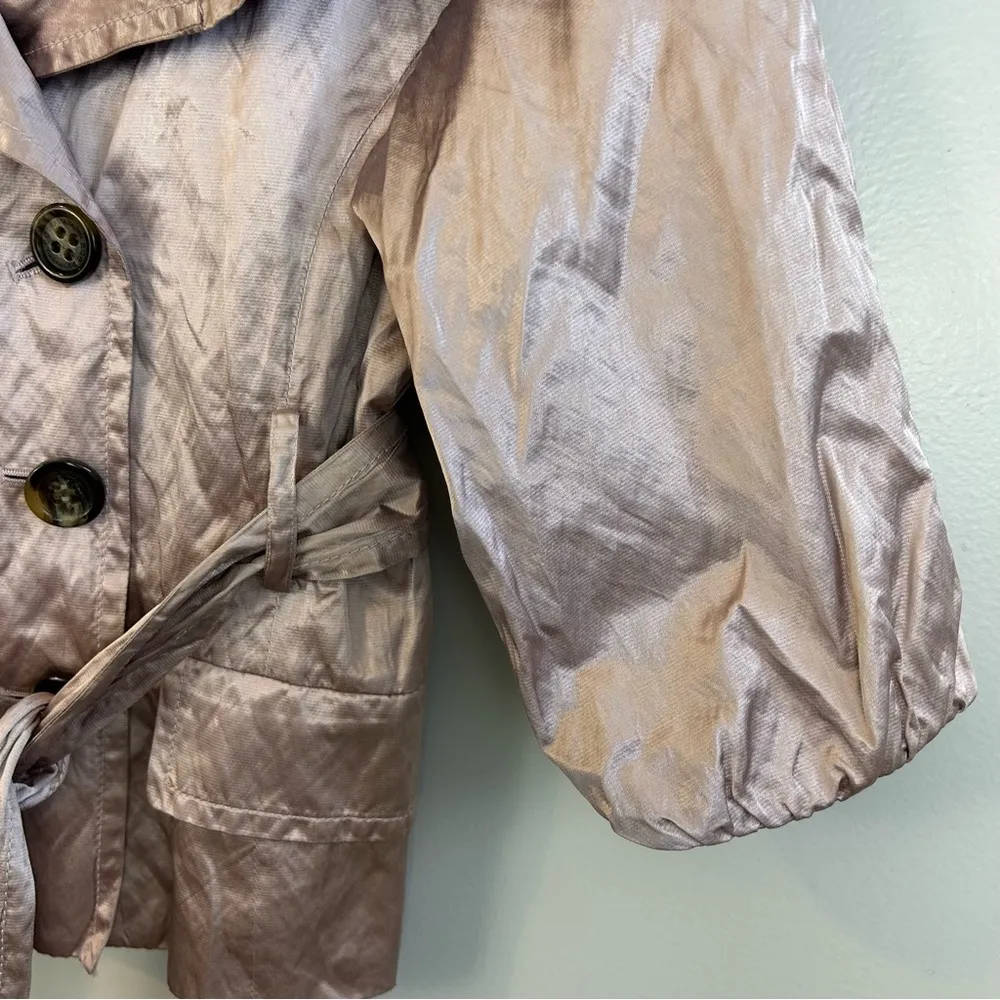 BCBGMaxAzaria Metallic Pink Double Breasted Belted Peplum Jacket XS - Image 10