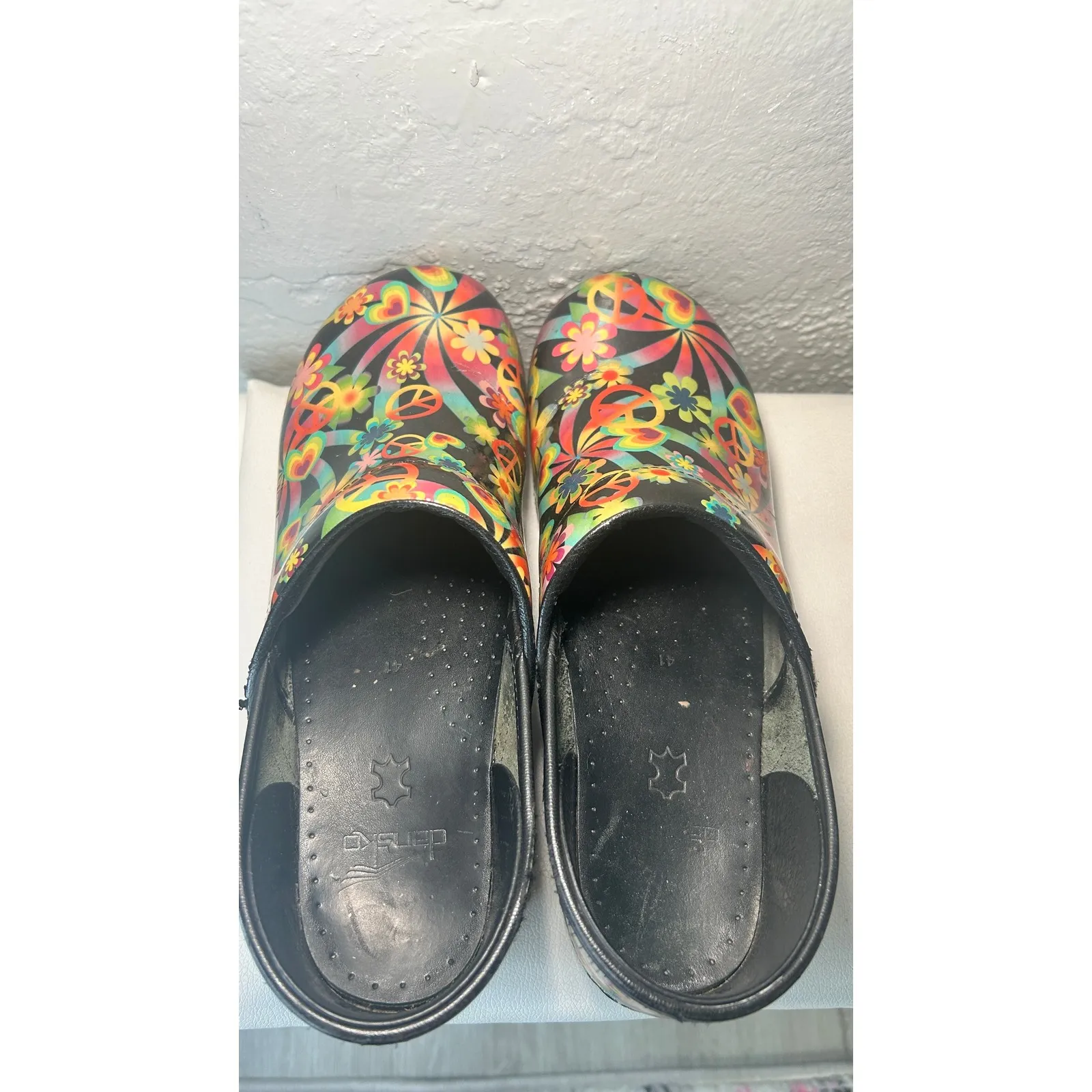 Dansko Paisley Floral Peace Sign Clogs Shoes Womens Size 41 US 10.5 / 11 - Image 10