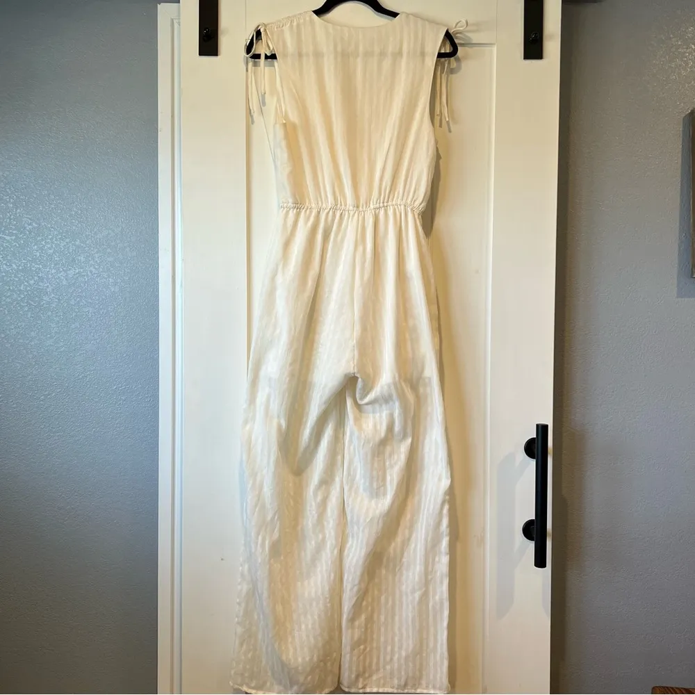 Andree by Unit Wide Leg Striped Sleeveless Jumpsuit M w/pockets - Image 2