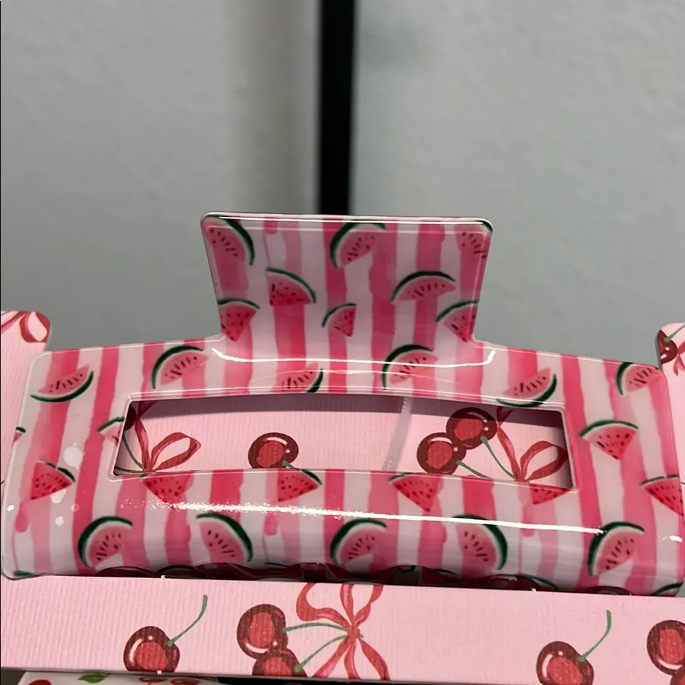 Piper K cherry 🍒 & Watermelon 🍉 Hair Clip Set Pink - Image 5