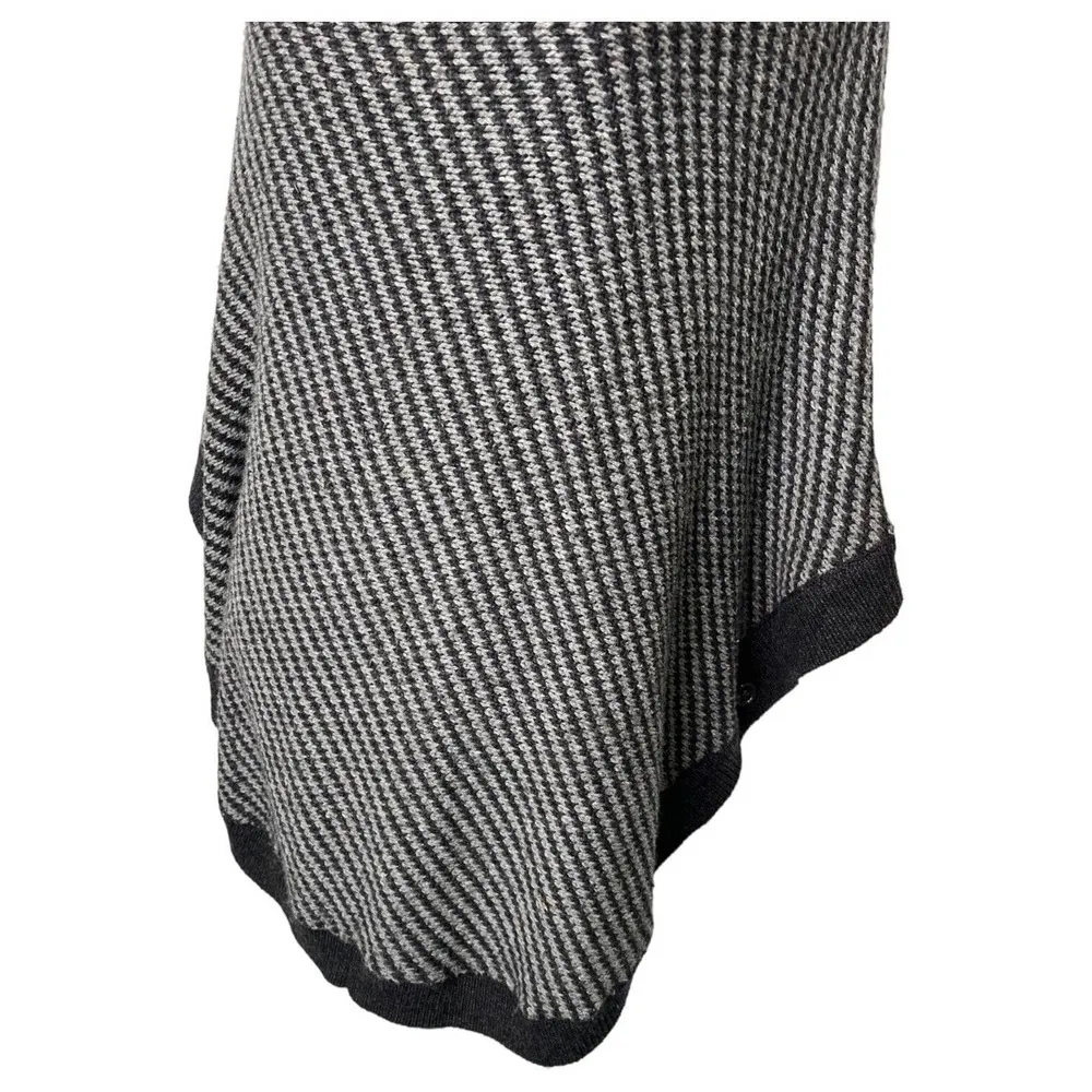 Banana Republic Sweater Womens M Cape Poncho Wool Blend Mock Neck Striped Black - Image 2