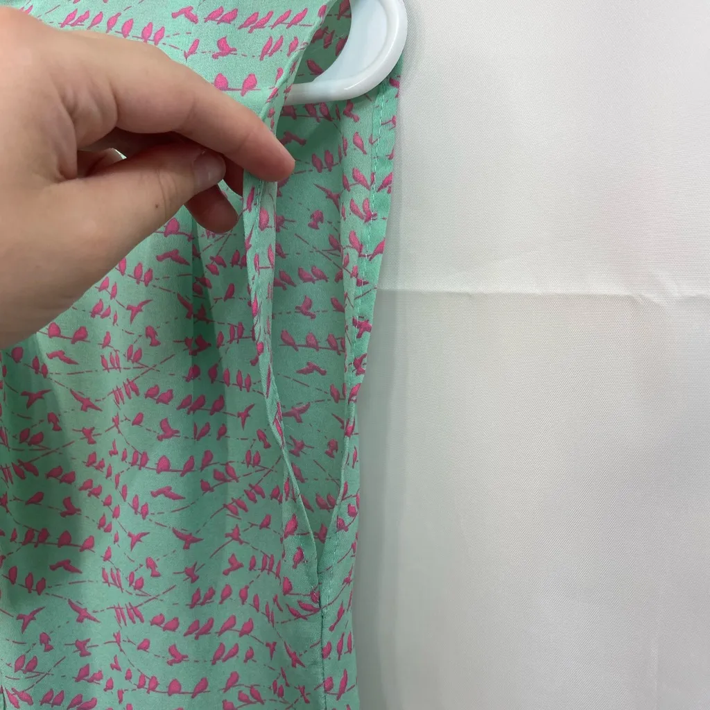 EUC SM Wardrobe women’s turquoise pink sleeveless sheer half zip blouse summer‎ Blue Size M - Image 2